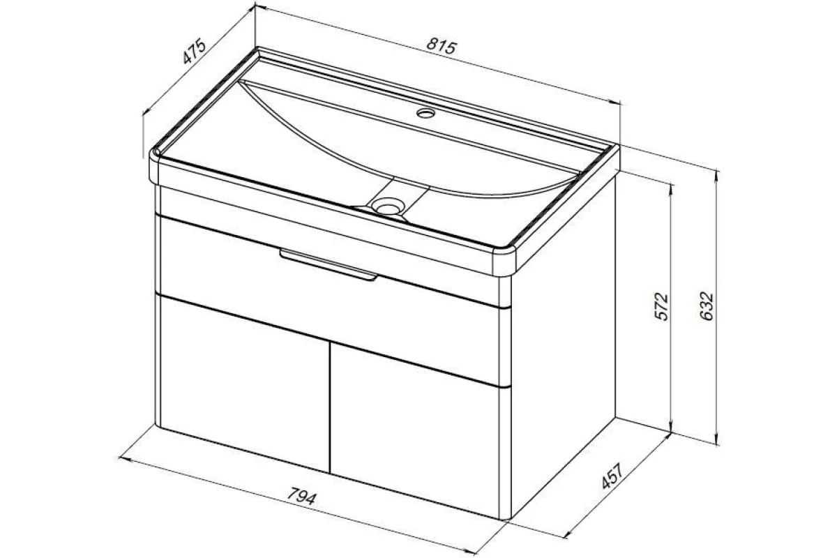 Приобрести aquanet тумба с раковиной ирис new 81 см, белая глянец (1 ящик, 2 дверцы)