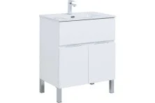 Aquanet Тумба с раковиной Алвита New 70 см, 1 ящик, 2 дверцы, белая матовая