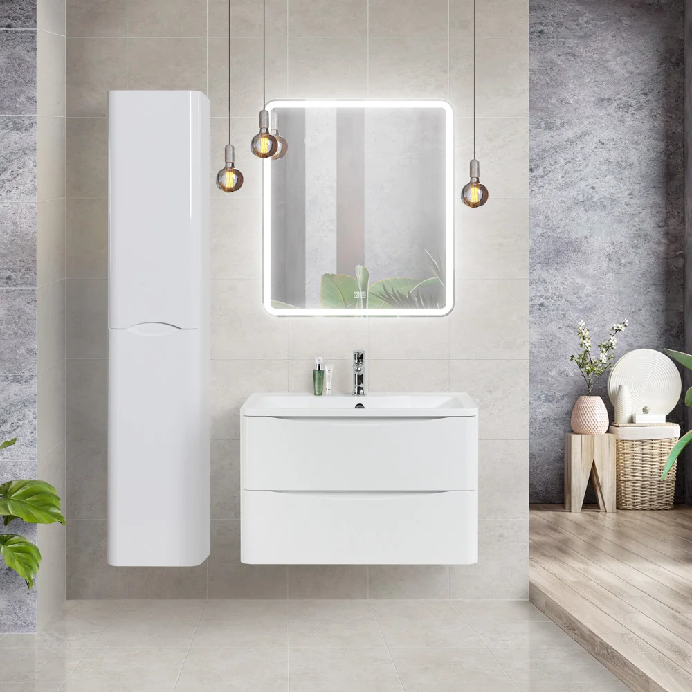 Приобрести belbagno тумба с раковиной acqua 80 см, подвесная bianco lucido, белая раковина