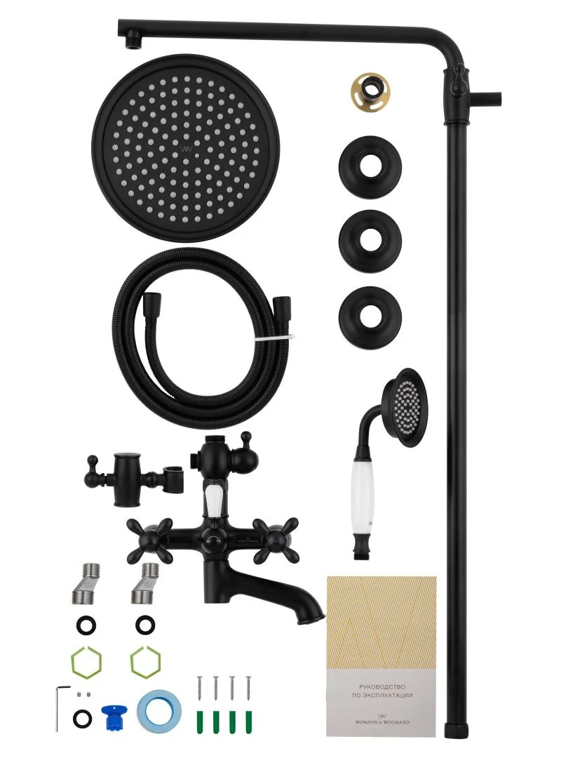 Приобрести душевая система wonzon & woghand retro, черный матовый (ww-88739020-mb)