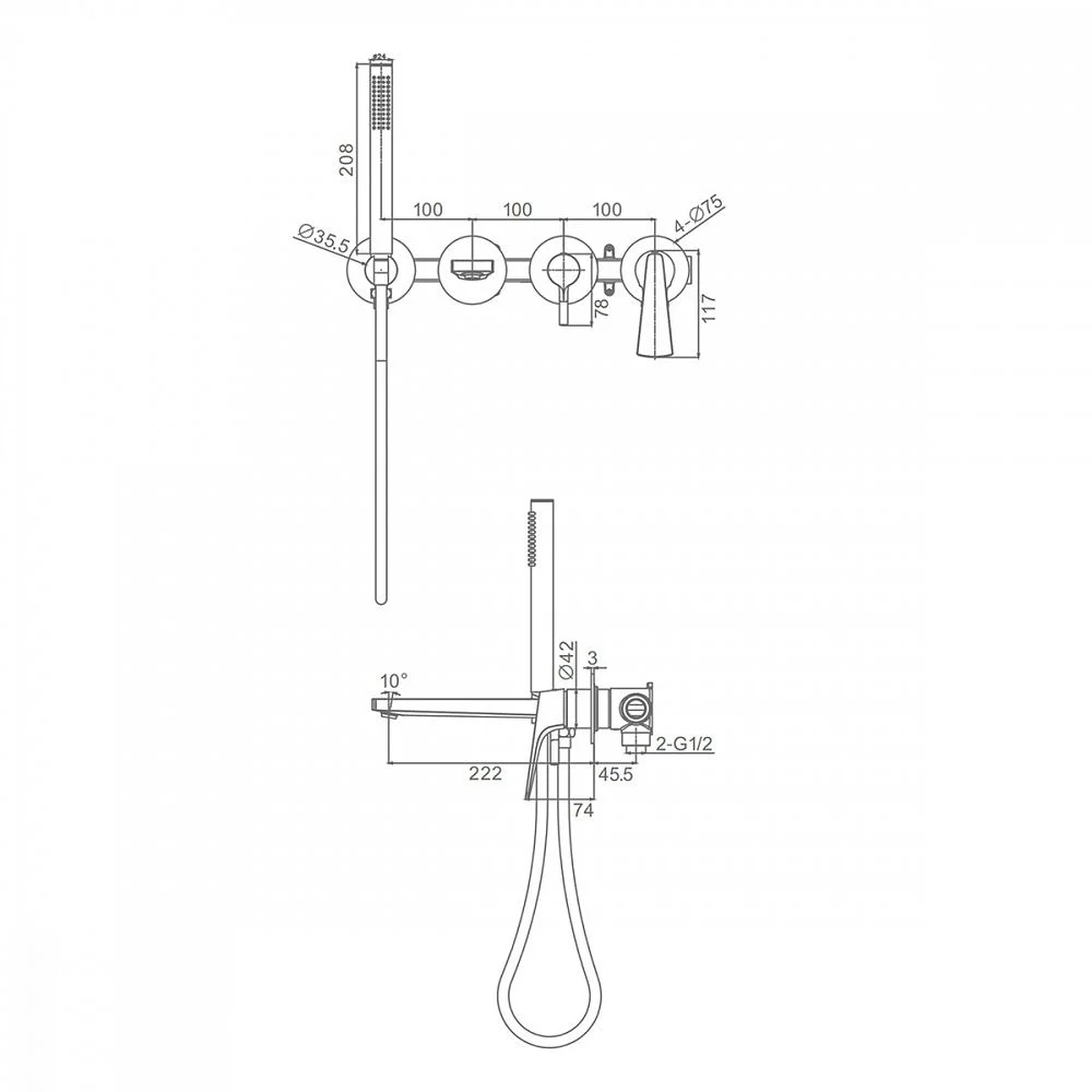 Приобрести raglo встраиваемый смеситель для ванны и душа, матовая медь r07.32.33