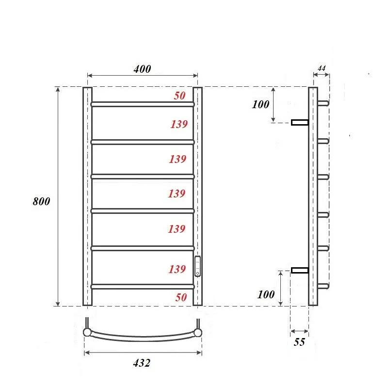 Приобрести point полотенцесушитель электрический афина п6 400x800 диммер справа, черный pn04848b
