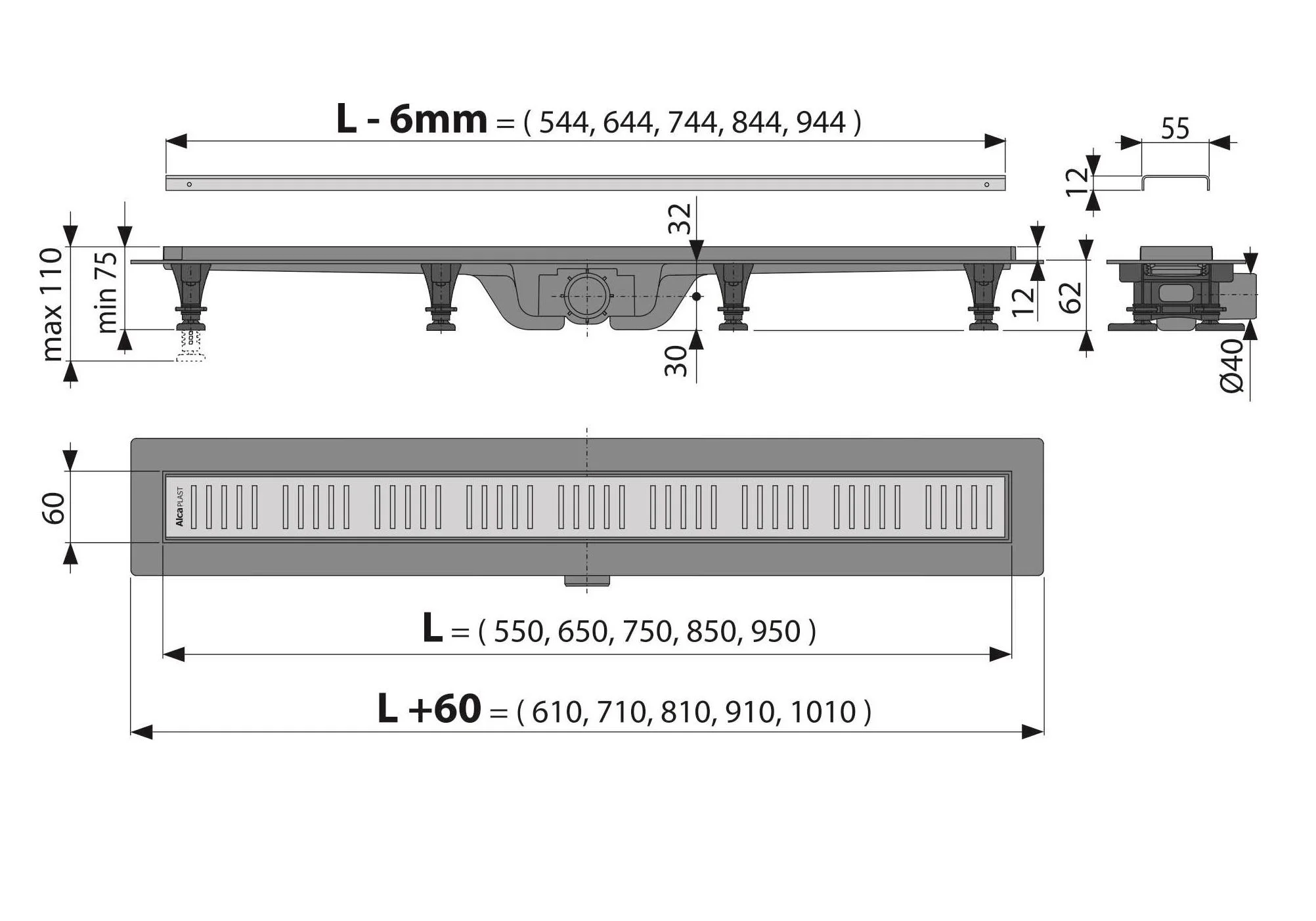 Приобрести сливной трап alcaplast apz10-950m simple 