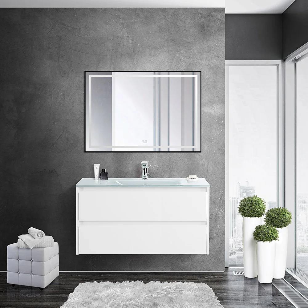 Приобрести belbagno тумба с раковиной kraft 100 см, подвесная bianco opaco, стеклянная раковина