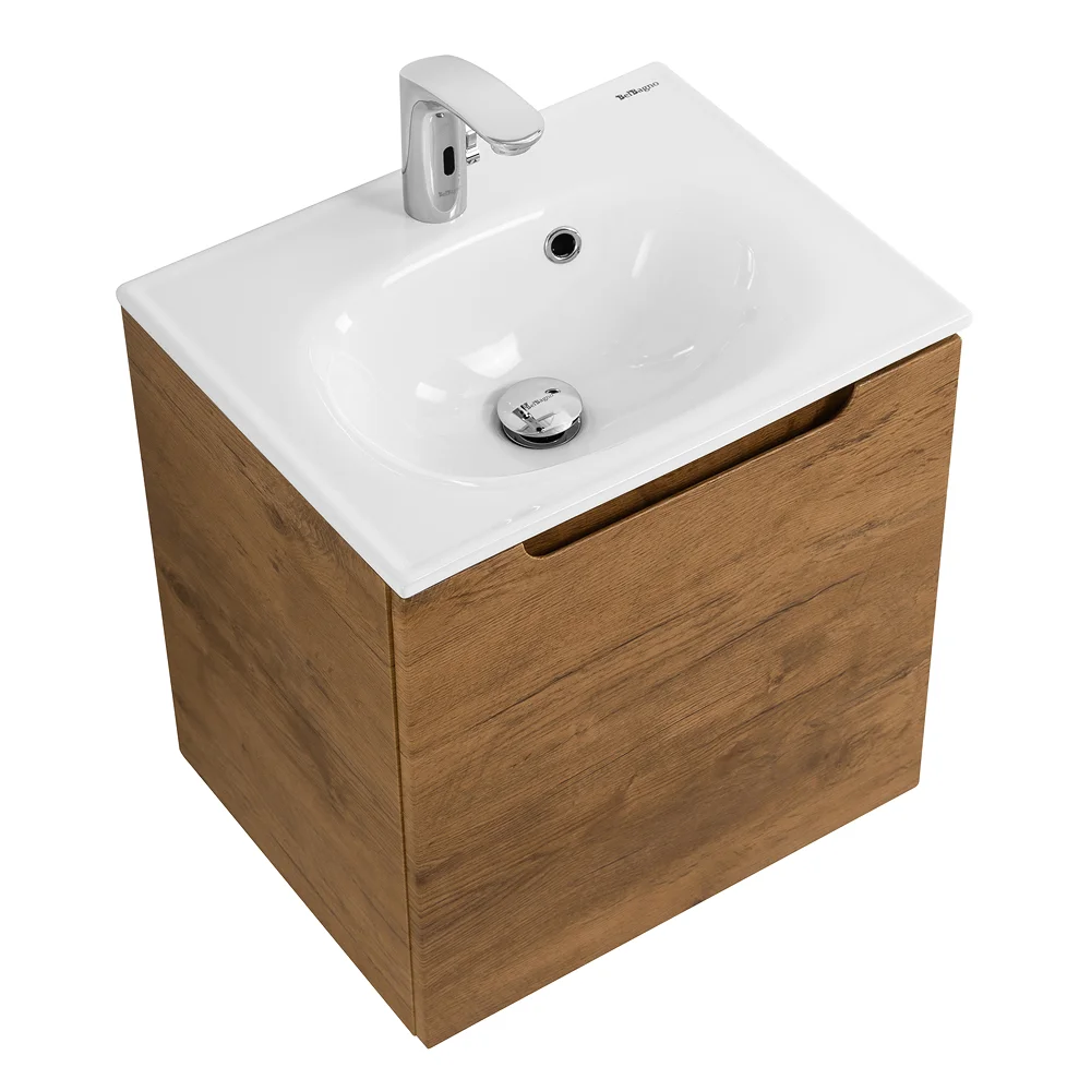 Приобрести belbagno тумба с раковиной etna 50 см, подвесная с дверцей, правая rovere nature, белая раковина