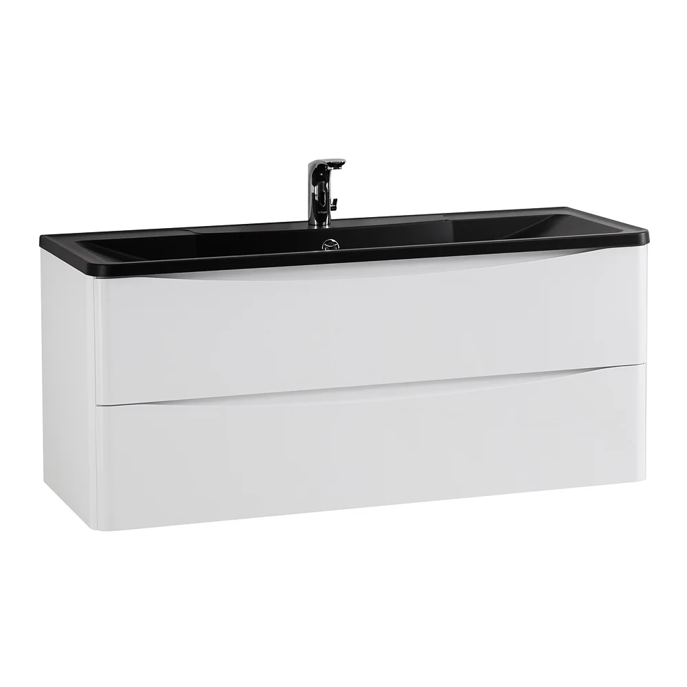 Приобрести belbagno тумба с раковиной acqua 120 см, подвесная bianco lucido, чёрная раковина