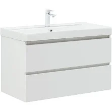 Aquanet Тумба с раковиной Вега 90 см, белая глянец