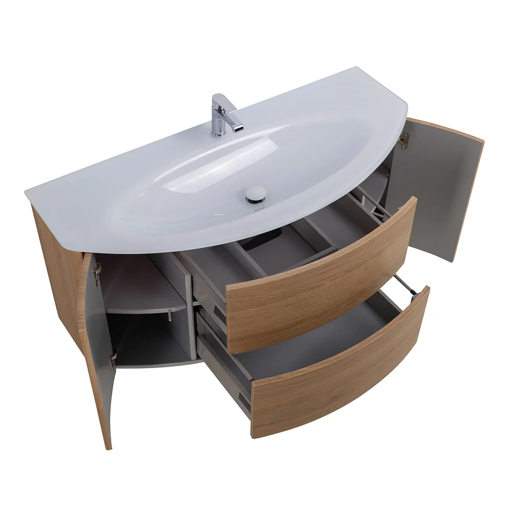 Приобрести cezares тумба подвесная с раковиной eden 121 см rovere tabacco, стекло, дерево 54842