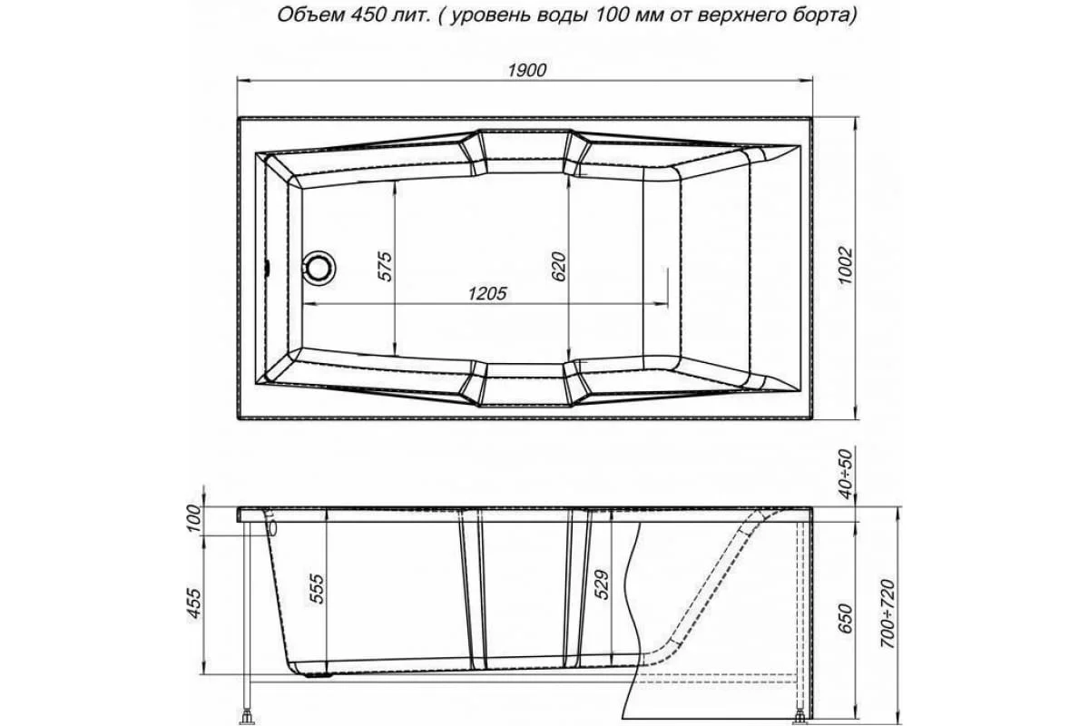 Приобрести aquanet акриловая ванна vega 190x100 см, белая