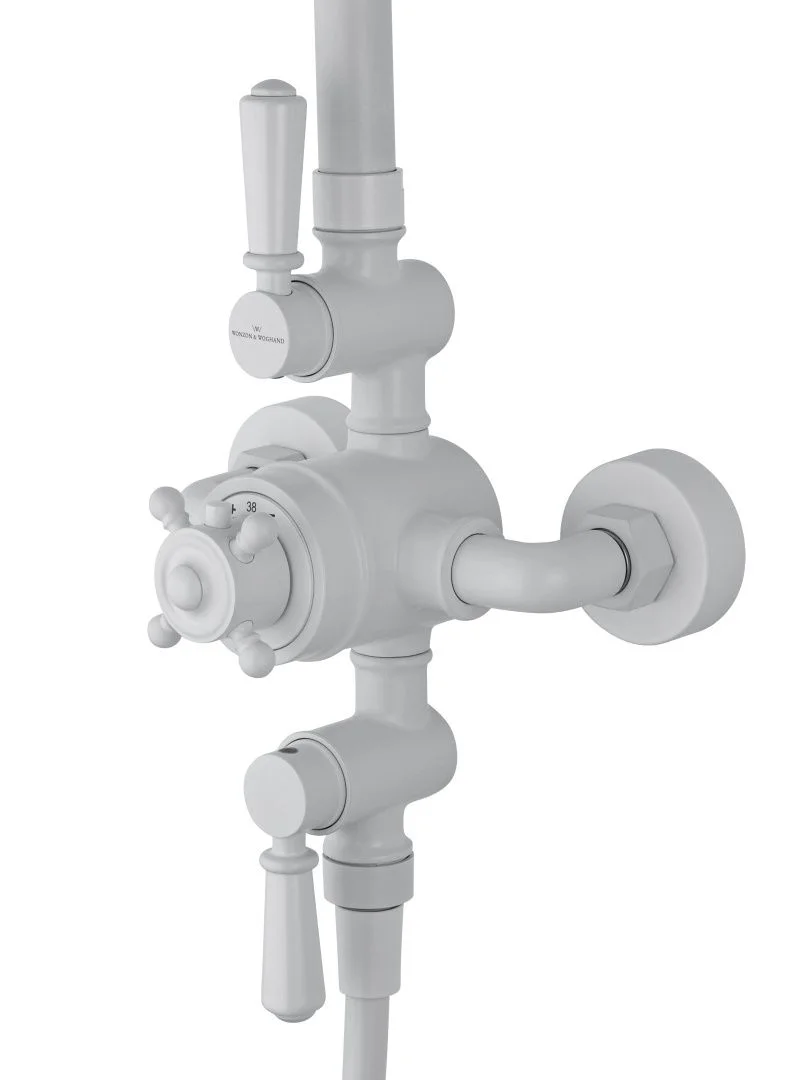 Приобрести душевая система с термостатом wonzon & woghand retro, белый матовый (ww-b3041-mw)