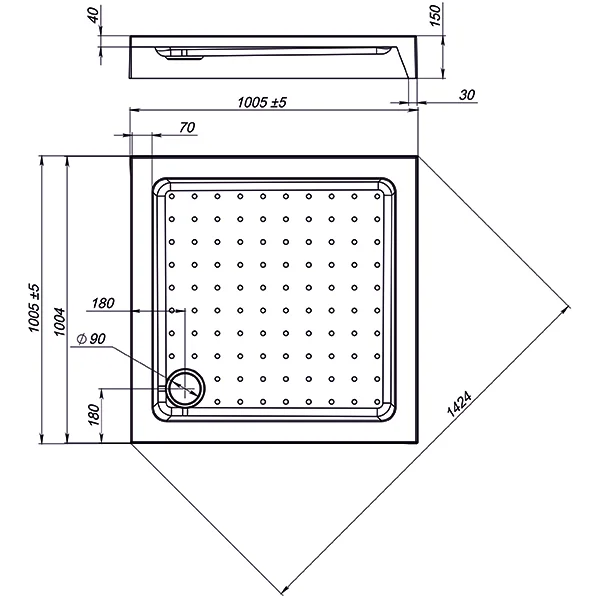 Приобрести sole душевой поддон cube 100х100 см, белый ут000043238