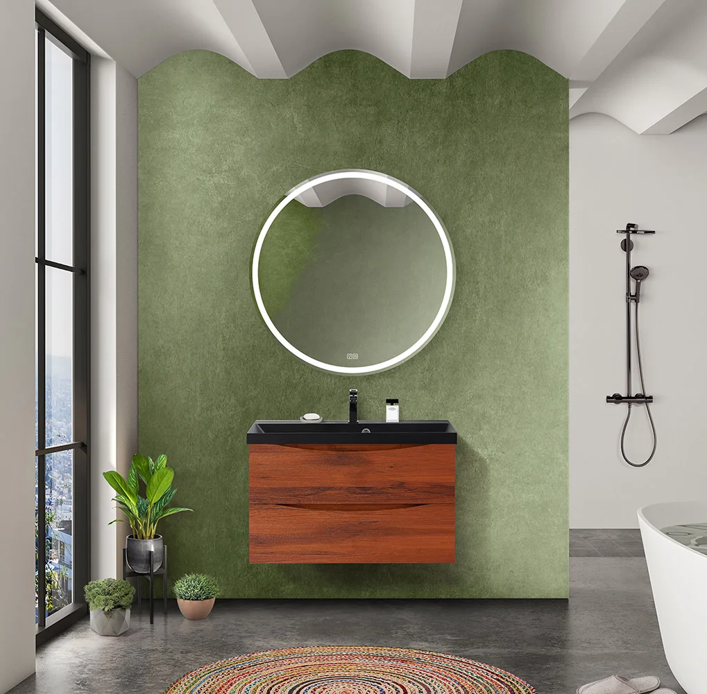 Приобрести belbagno тумба с раковиной marino 80 см, подвесная rovere cillegio, чёрная раковина
