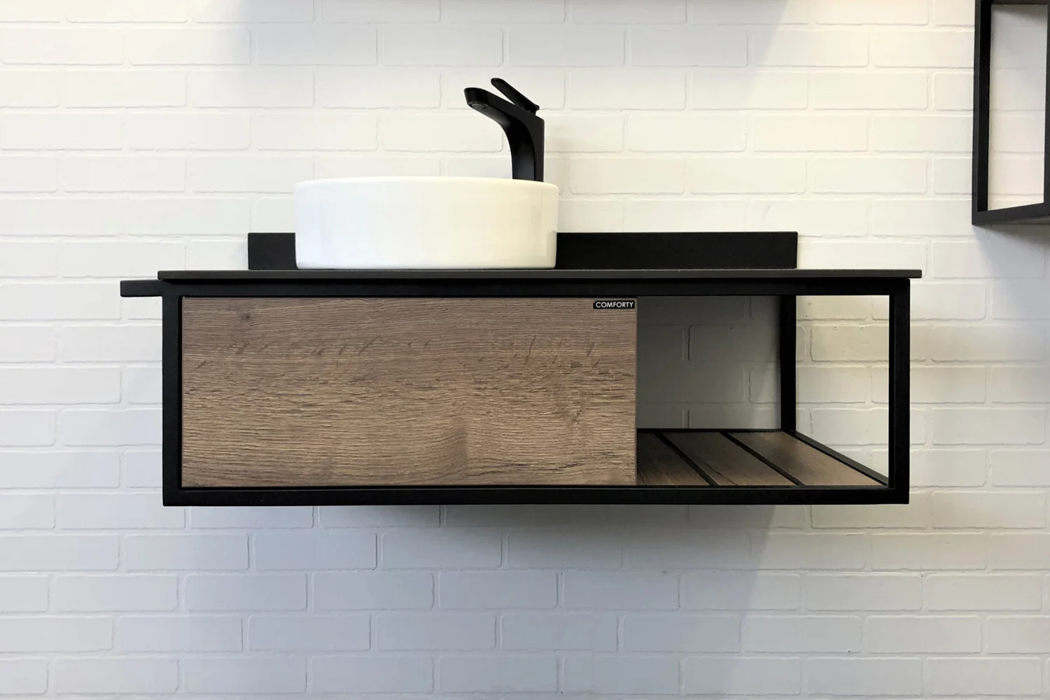 Приобрести сomforty тумба со столешницей и раковиной "лиссабон-95" дуб темный, левая столешница