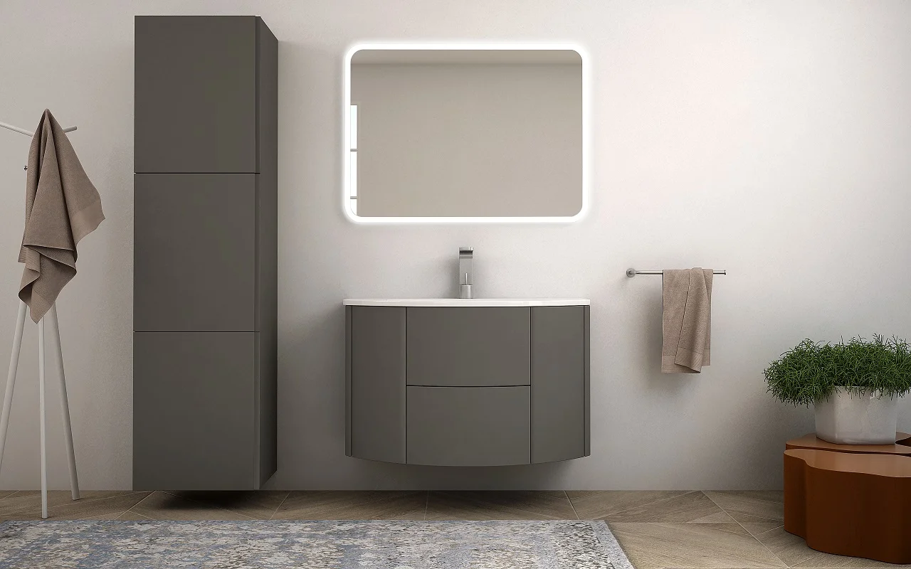 Приобрести cezares тумба подвесная с раковиной eden 91 см grigio talpa opaco, стекло, светло серая 55069