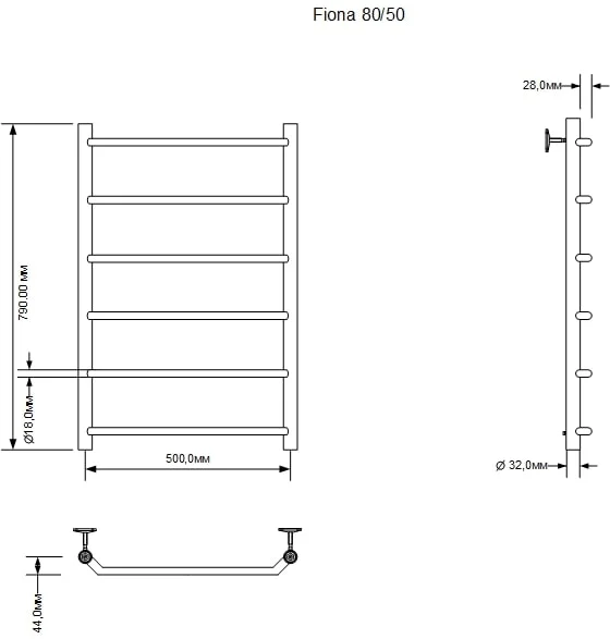 Приобрести aquanet полотенцесушитель водяной fiona 80x50 см, хром