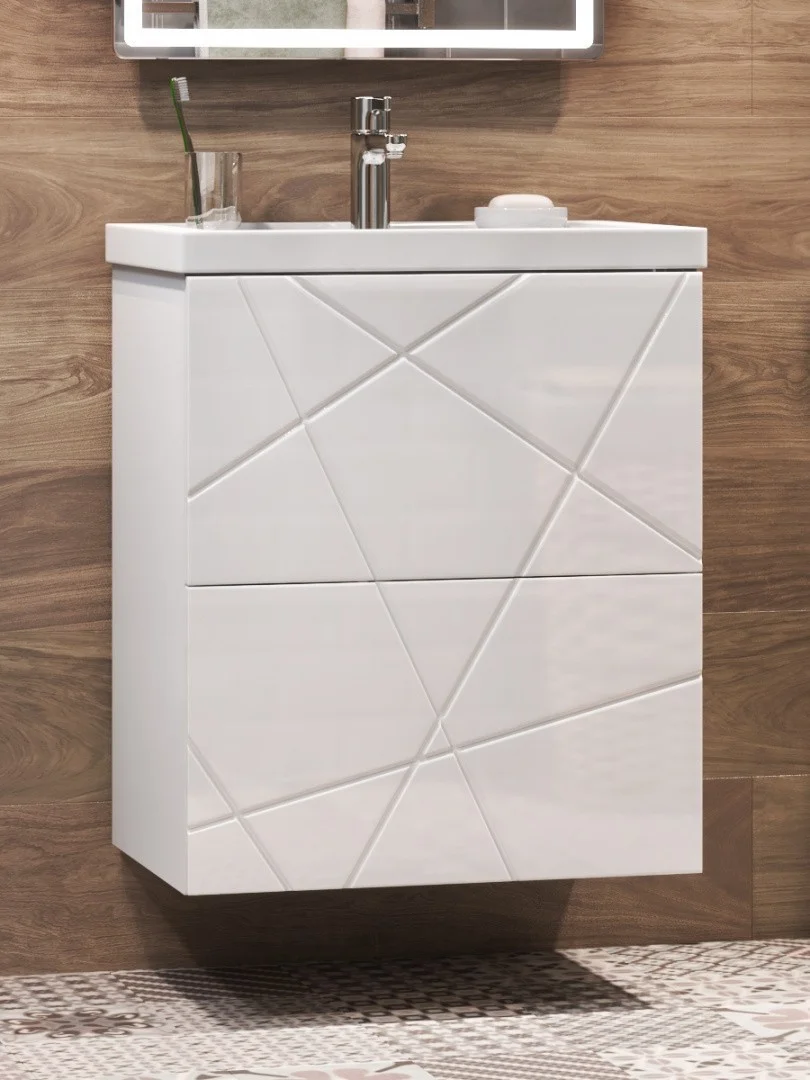 Приобрести vigo тумба с раковиной geometry 50см, 2 ящика, напольная, белая tn.geo.fos.50.2y
