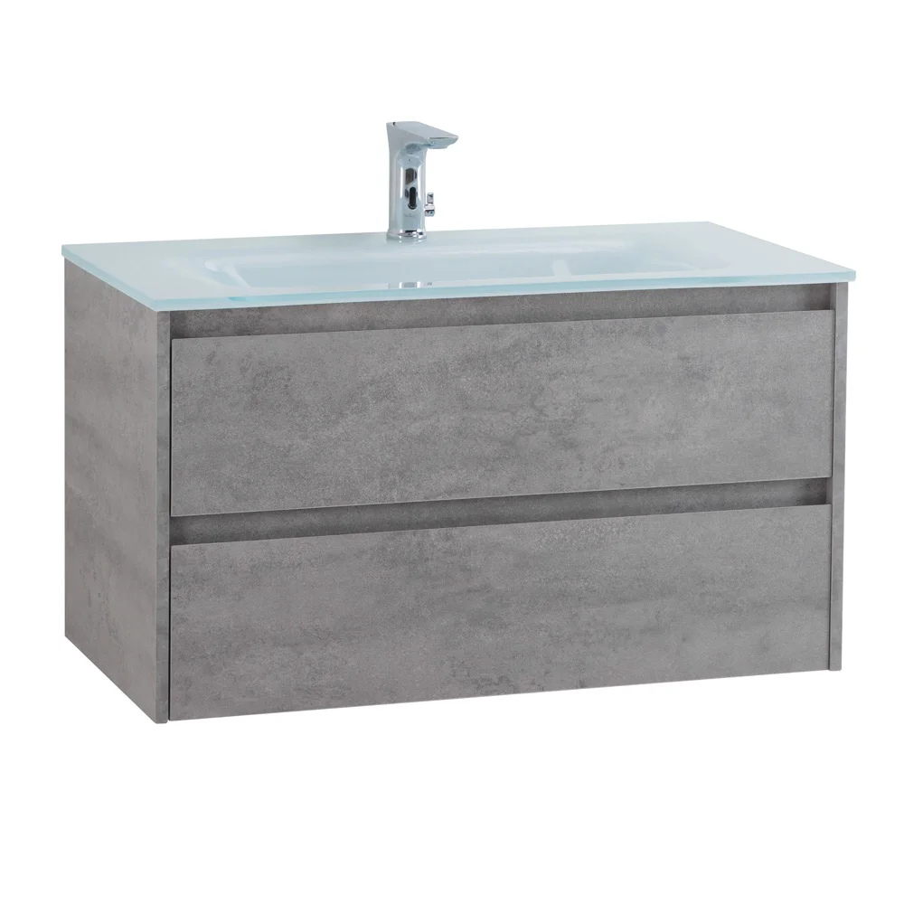 Приобрести belbagno тумба с раковиной kraft 80 см, подвесная cemento grigio, стеклянная раковина