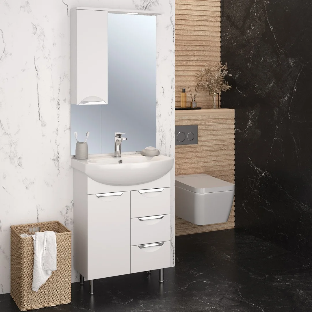 Приобрести aqua de marco зеркало-шкаф eleganse 65 см, левое, белый\хром 1065cele/l