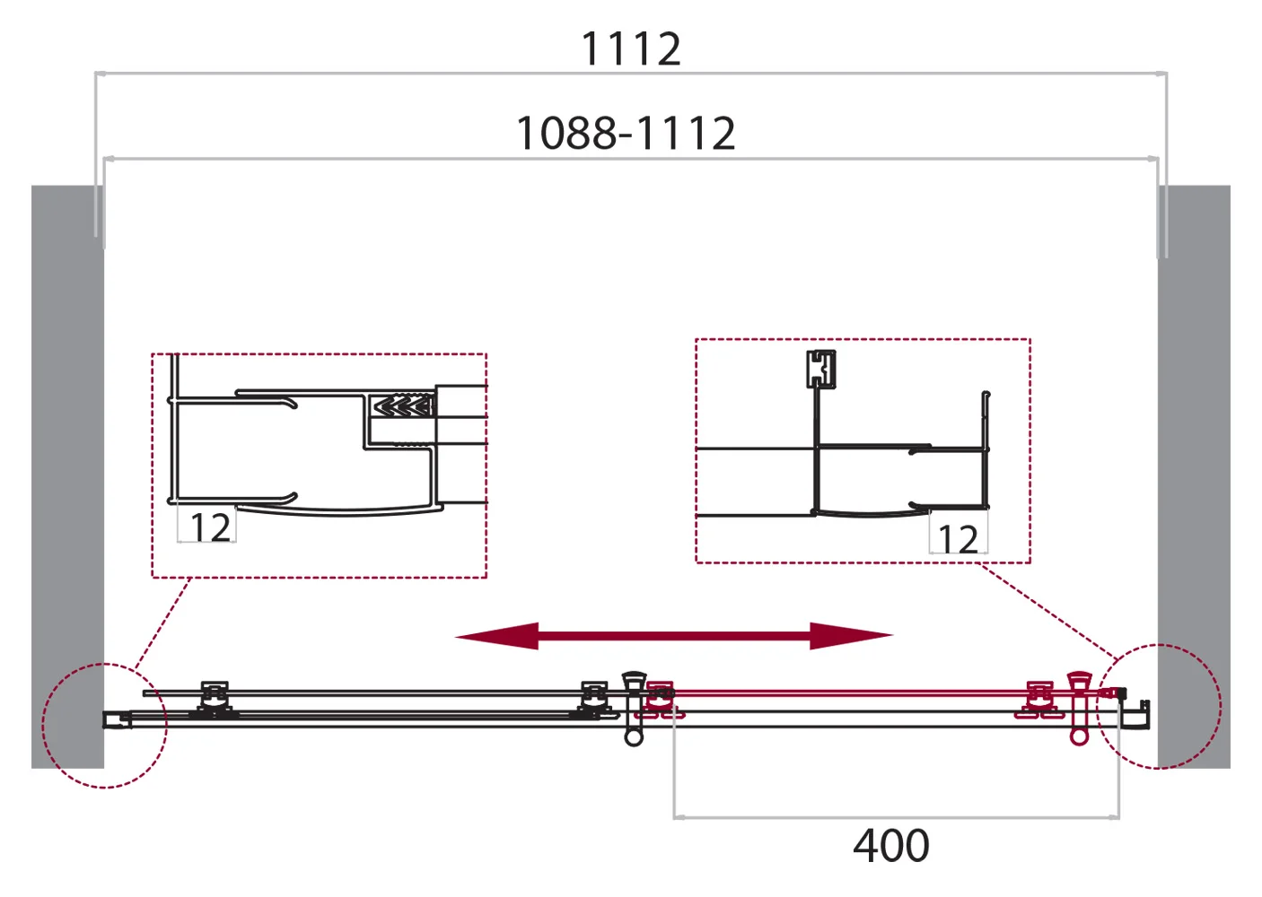 Приобрести belbagno душевая дверь 110 см uno-195-bf-1-110-p-cr