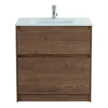 BelBagno Тумба с раковиной KRAFT 80 см, напольнаяная Rovere Tabacco, стеклянная глянцевая раковина