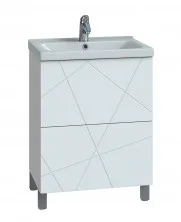 VIGO Тумба с раковиной Geometry 60см, 2 ящика, напольная, белая tn.GEO.FOS.60.2Y
