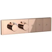 Термостатическая панель смесителя встраиваемая на 3 потребителя WONZON & WOGHAND, Розовое золото (WW-INF163A-RG)