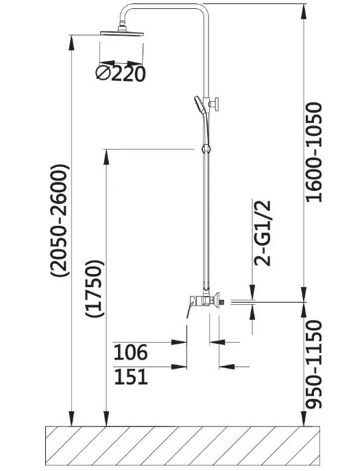 Приобрести душевая система vieir patona 1050 мм, хром v023562