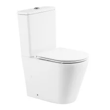 BelBagno Унитаз компакт безободковый FLAY-R с сиденьем дюропласт, микролифт, белый BB2149CPR/BB870SC