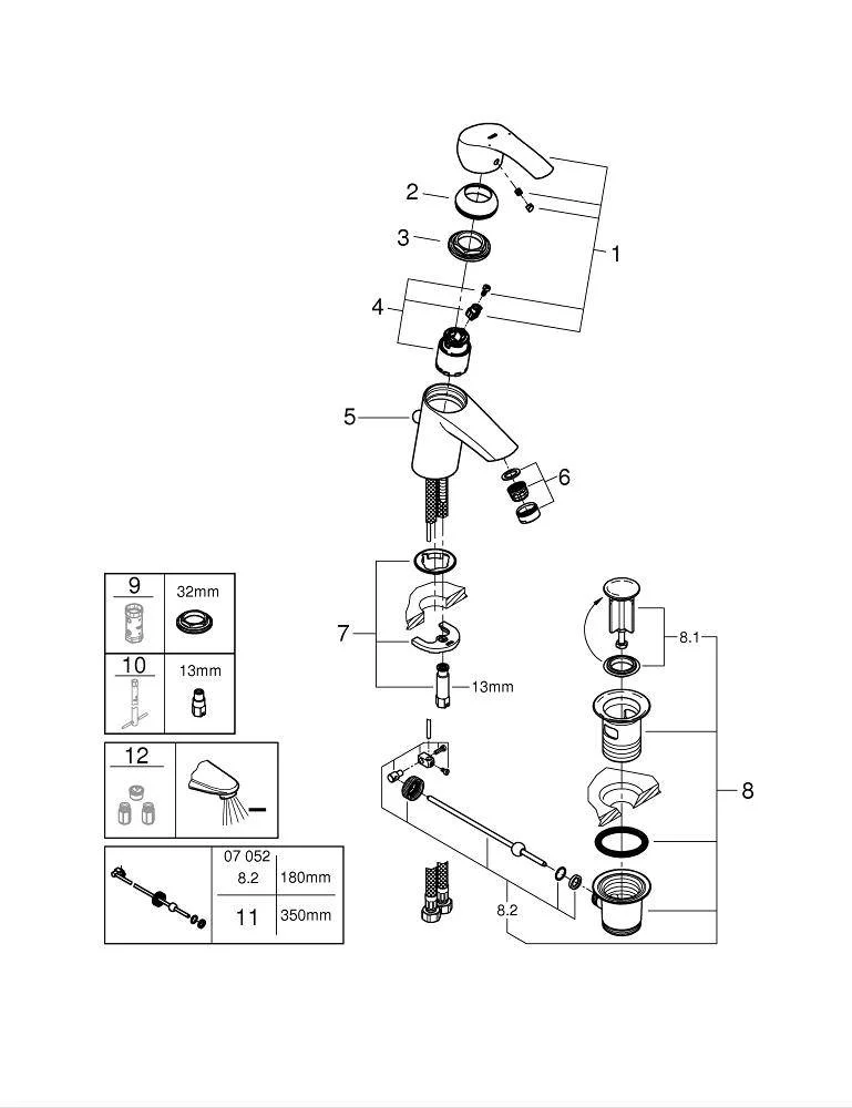 Приобрести смеситель для раковины grohe eurosmart new с донным клапаном, хром 23788002