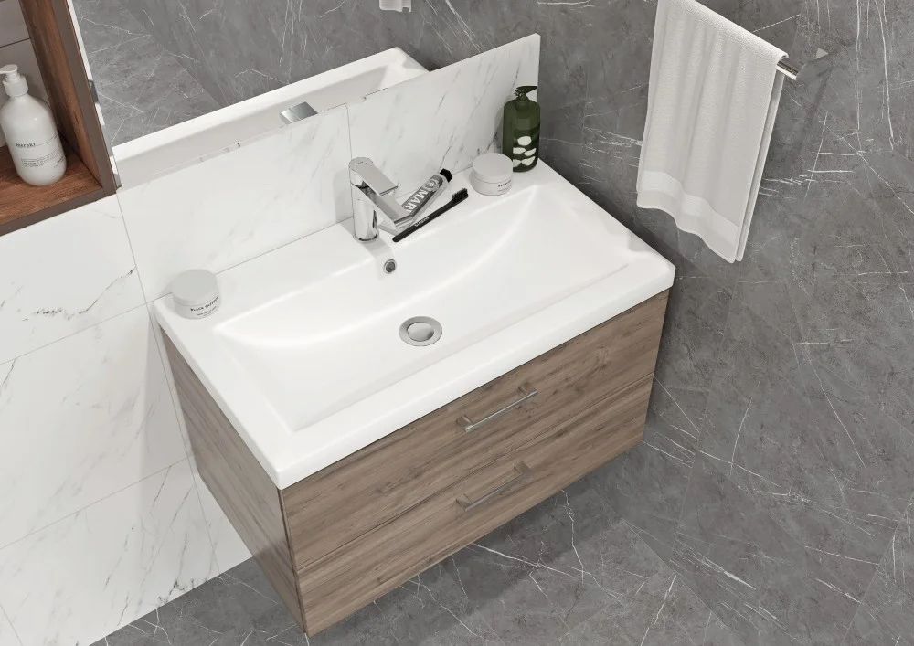 Приобрести тумба подвесная с раковиной cersanit lara 70 см, 2 ящика орех