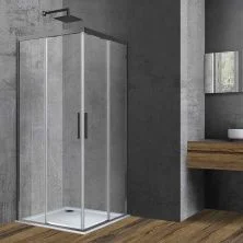 Vincea Душевое ограждение Soft 90х90 см, прозрачное, оружейная сталь