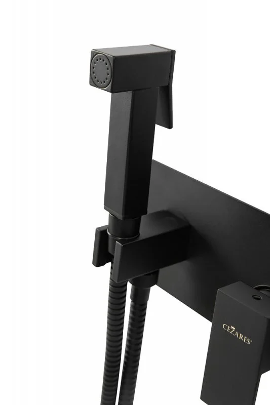 Приобрести cezares смеситель с гигиеническим душем unika, черный матовый unika-dif-nop