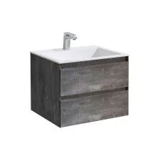 Vincea Тумба подвесная Luka 60 см, серый камень с белой раковиной VMC-2L600GS;VCB-13600W