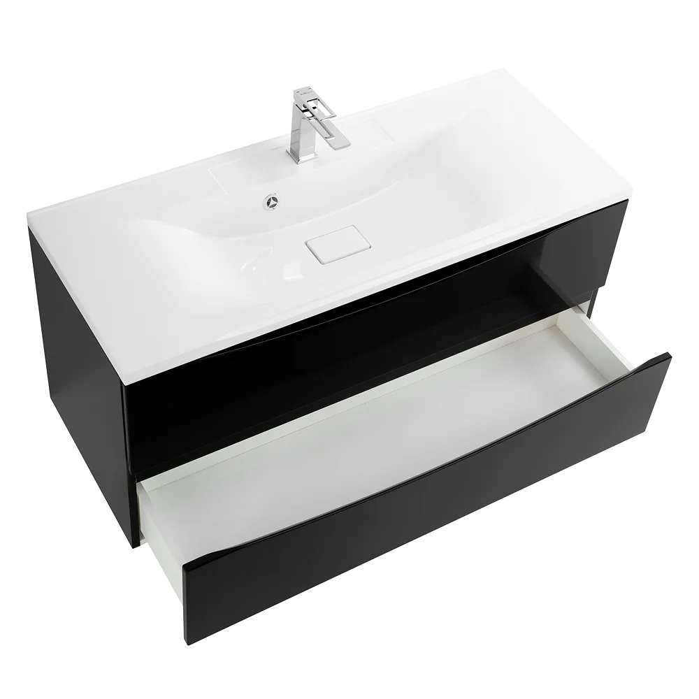Приобрести belbagno тумба с раковиной marino 110 см, подвесная nero lucido, белая раковина