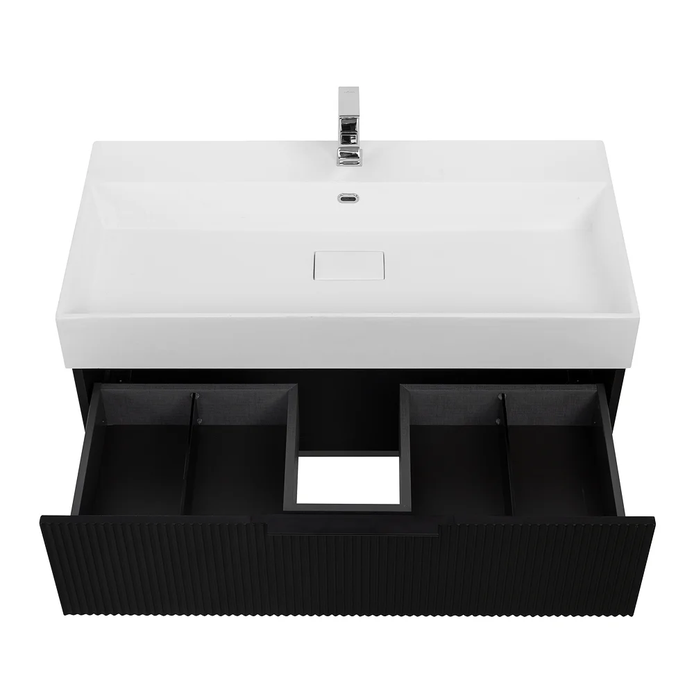 Приобрести cezares тумба подвесная с раковиной premium 90 см plisse nero opaco, черная 55422