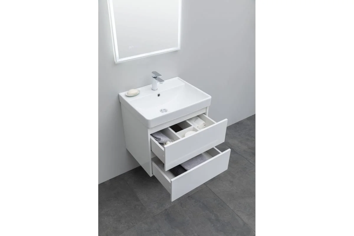 Приобрести aquanet тумба с раковиной вега 60 см, (2 ящика)