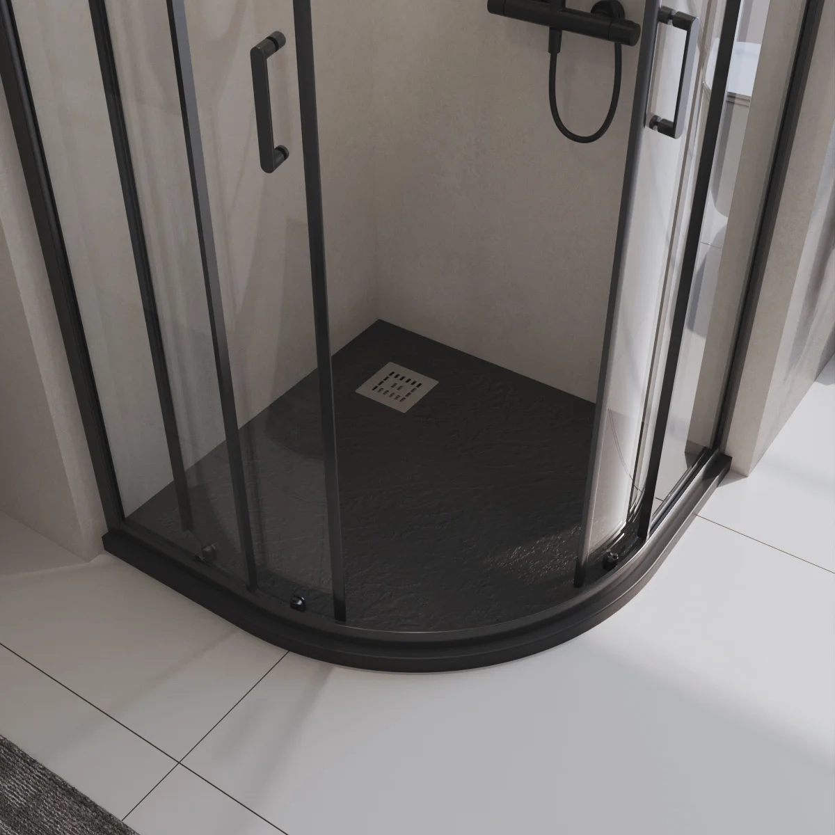 Приобрести belbagno душевой поддон 90х90 см, искусственный мрамор, сифонuno tray-mr-uno-r-90-550-35-nero-cr