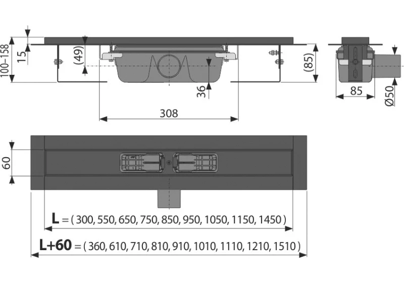 Приобрести сливной трап alcaplast apz1black-300
