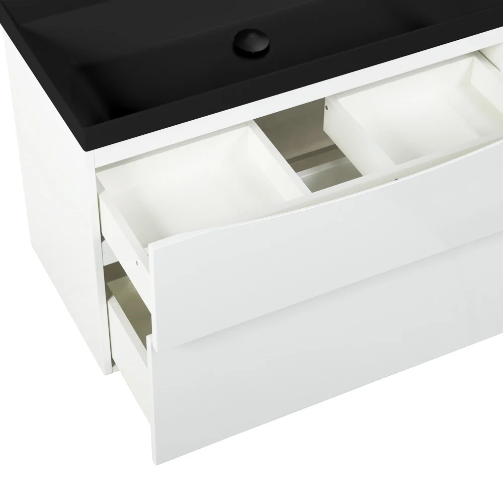 Приобрести belbagno тумба с раковиной marino-h60 80 см, подвесная bianco lucido, черная раковина