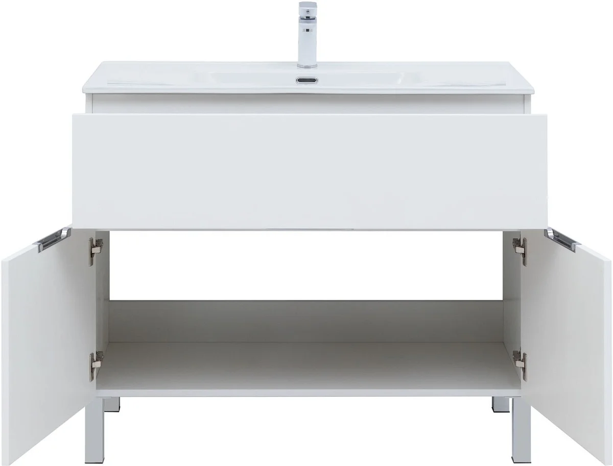 Приобрести aquanet тумба с раковиной алвита new 100 см, 1 ящик, 2 дверцы, белая матовая