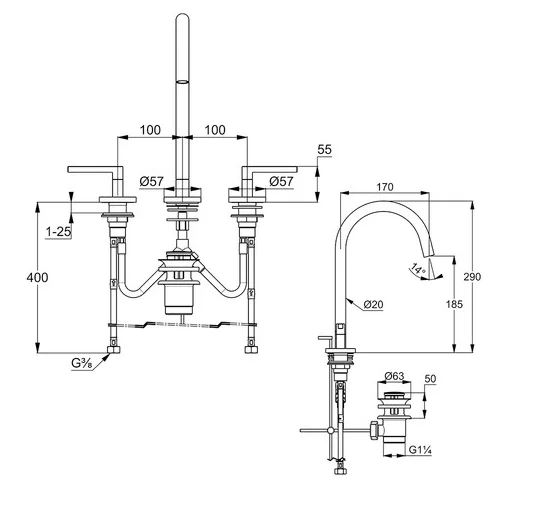 Приобрести kludi nova fonte смес. для умыв. на 3 от. черный puristic
