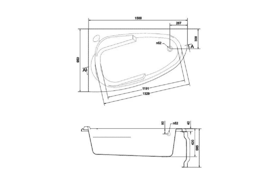 Приобрести акриловая ванна cersanit joanna 150x95 см левая