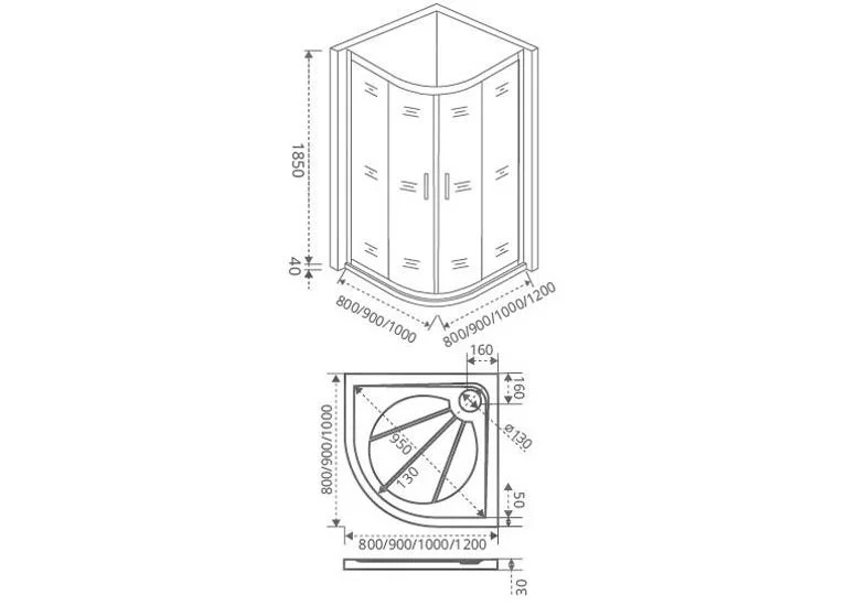 Приобрести ограждение душевое bas infinity r-120-g-ch 120х80 см (матовое стекло)