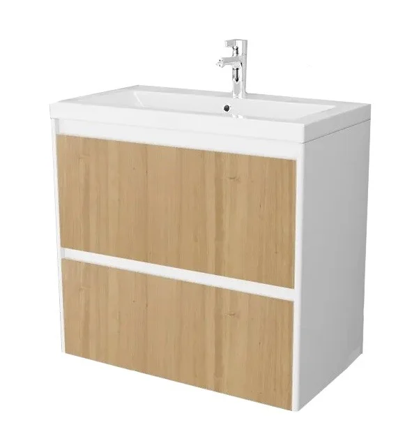 Приобрести тумба подвесная с раковиной velvex klaufs 80 см, белый глянец/дерево (шатанэ)