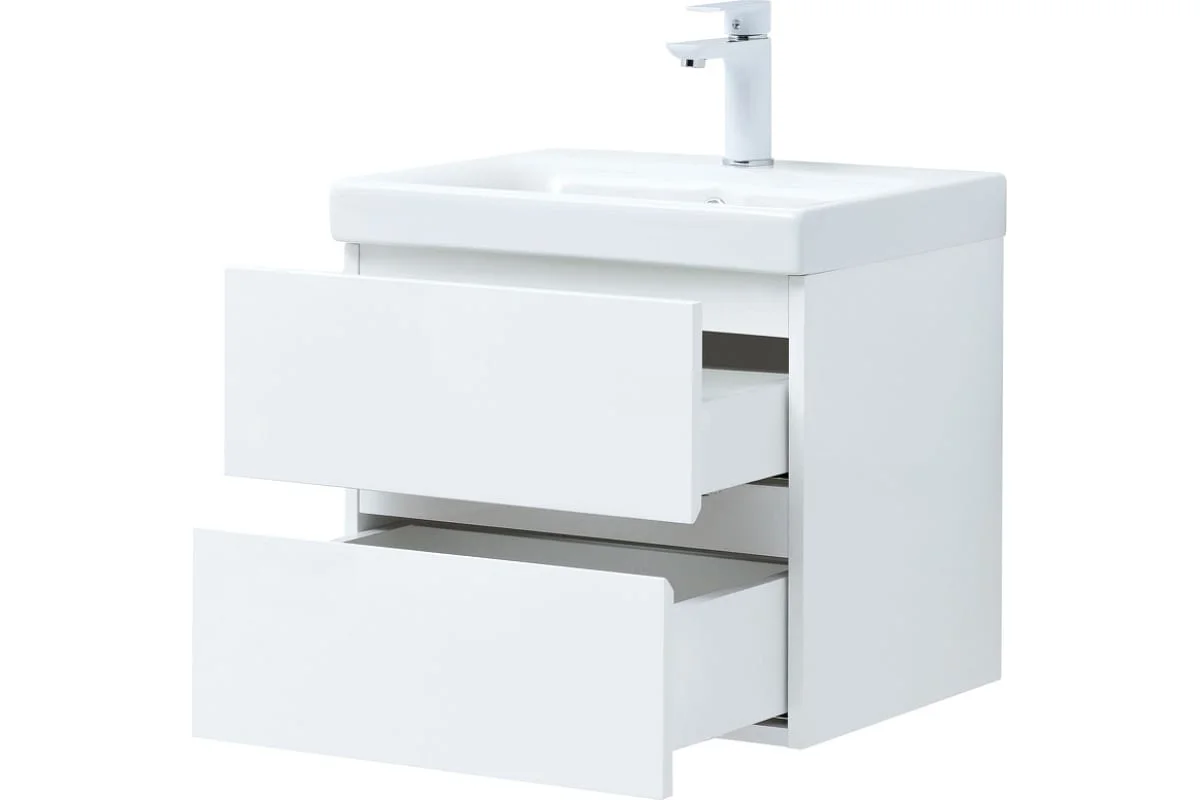 Приобрести aquanet тумба с раковиной беркли 50 см, белая глянец (2 ящика)