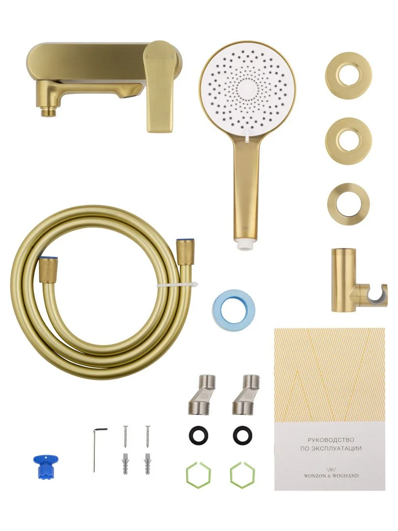 Приобрести смеситель для ванны с душем wonzon & woghand brilliant, брашированное золото (ww-88037079-bg)