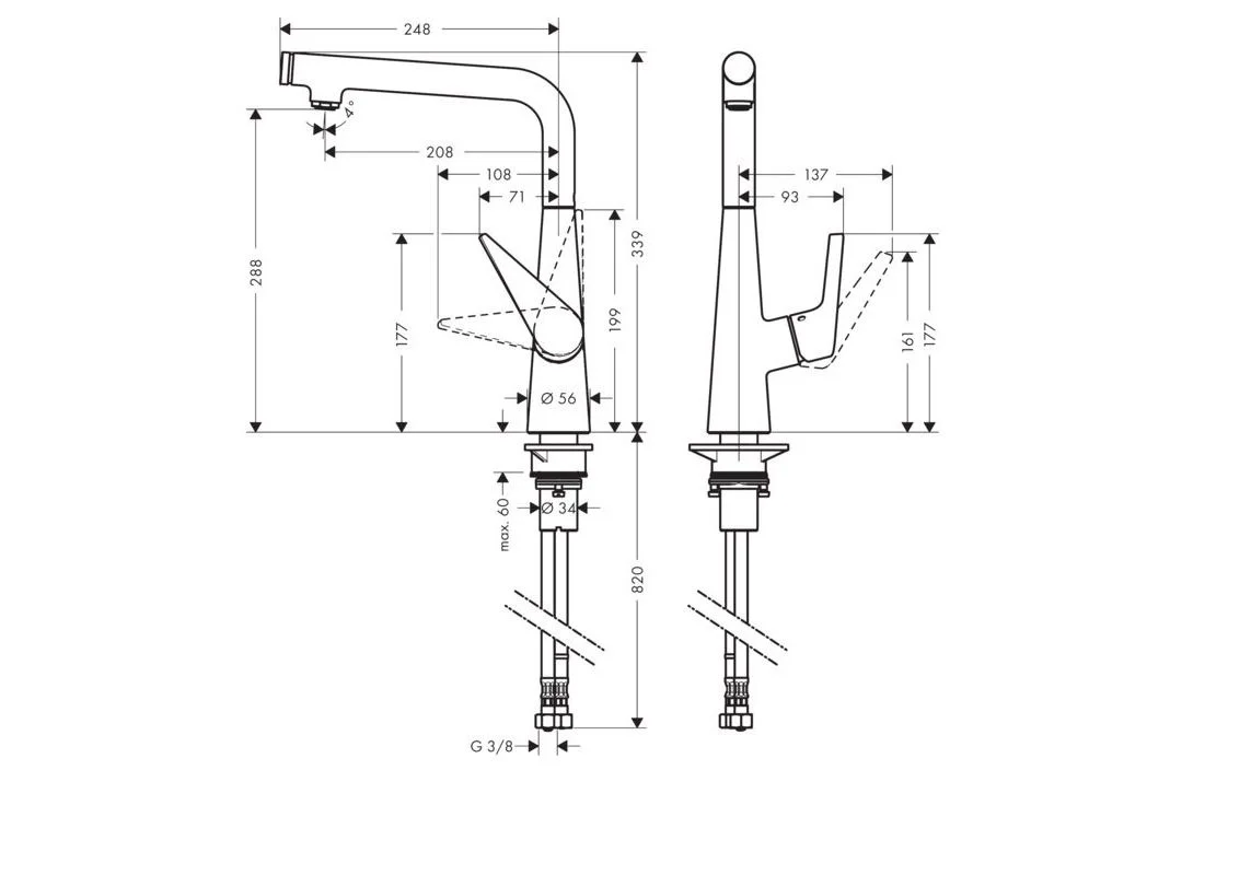 Приобрести смеситель для кухни hansgrohe talis select s 300 72820000