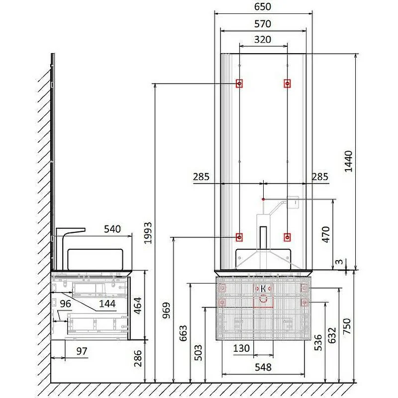 Приобрести jorno зеркало strong 80 см, с подсветкой, датчик движения, белое