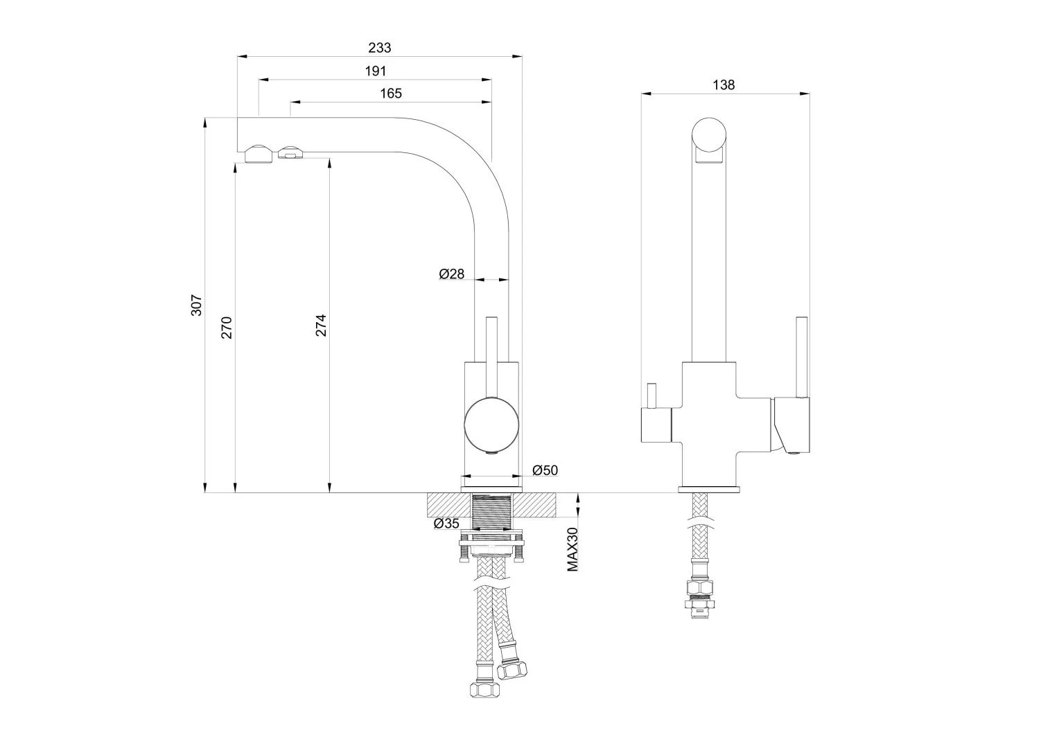 Приобрести смеситель для кухни c подключением фильтра wonzon & woghand, хром (ww-88458005-cr)