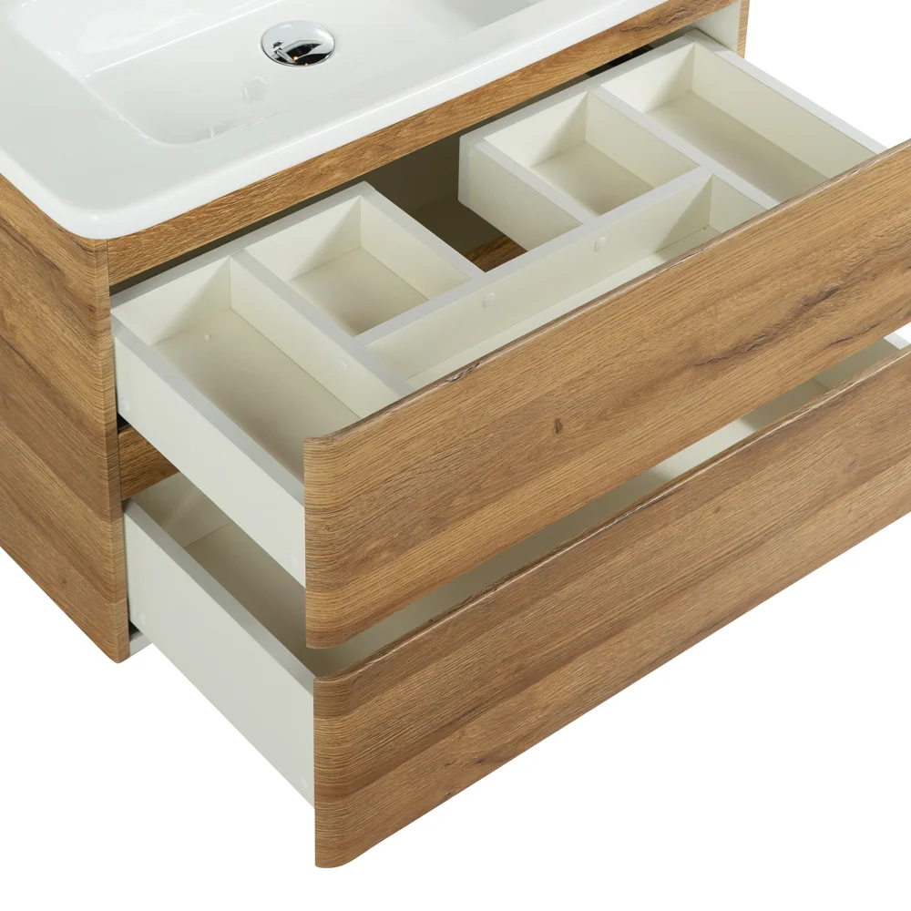 Приобрести belbagno тумба с раковиной albano-cer 80 см, подвесная rovere rustico, белая раковина